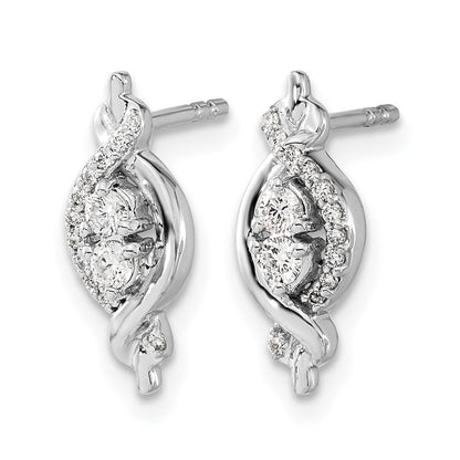 14K Weißgold Diamant-Fantasie-Ohrringe mit echten Diamanten