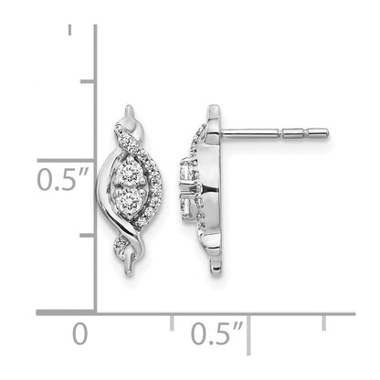 14K Weißgold Diamant-Fantasie-Ohrringe mit echten Diamanten