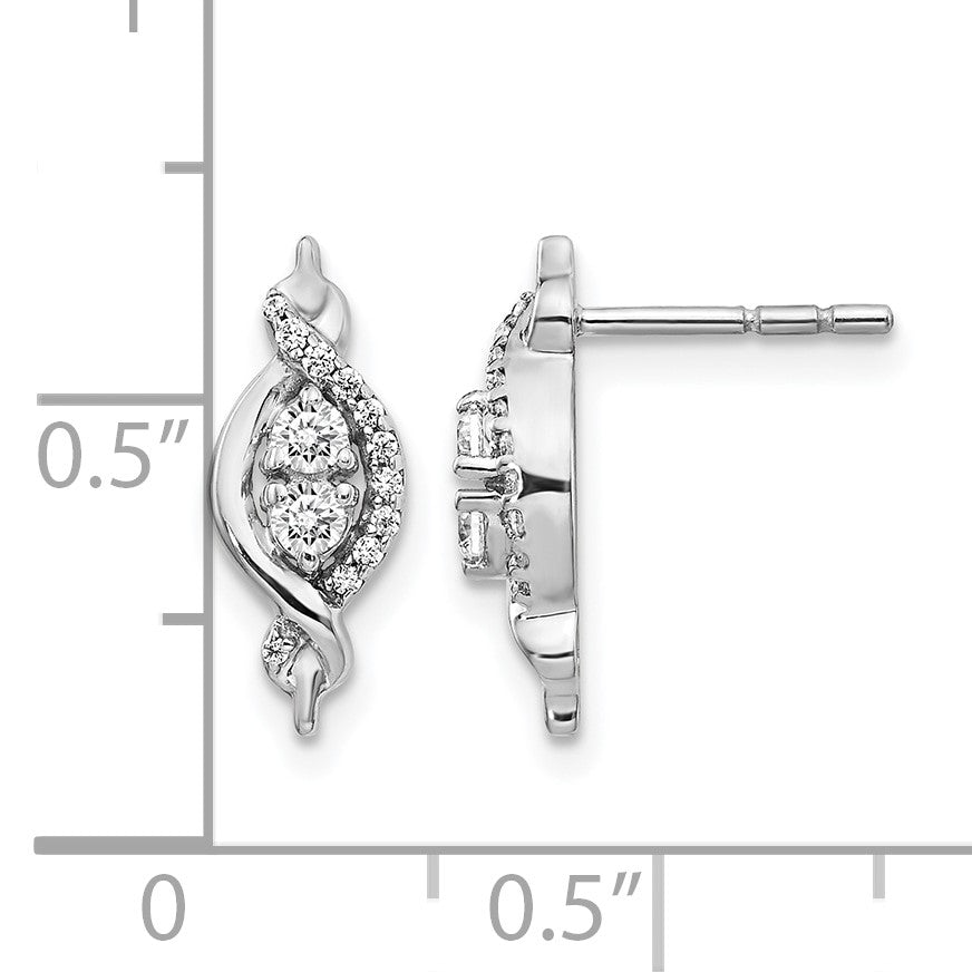 14K Weißgold Diamant-Fantasie-Ohrringe mit echten Diamanten