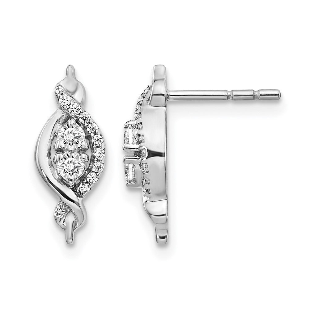 14K Weißgold Diamant-Fantasie-Ohrringe mit echten Diamanten