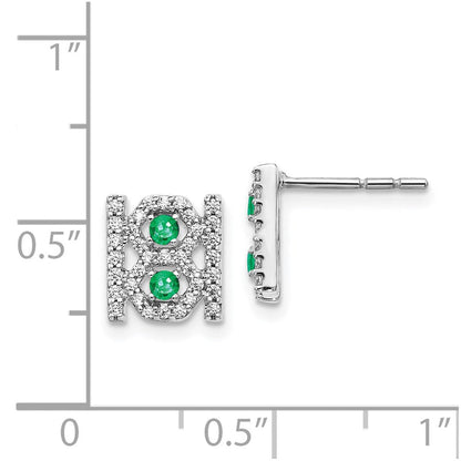 14K Weißgold Ohrhänger mit echten Diamanten und Smaragden, Fantasie-Design