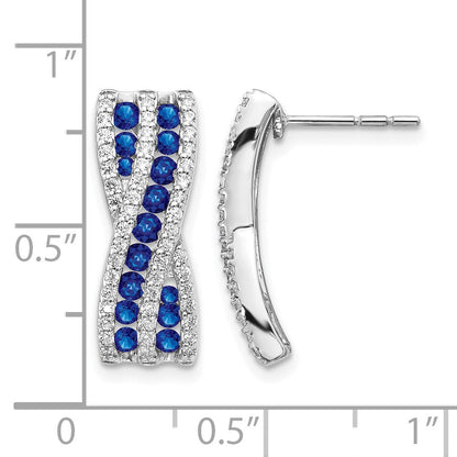 14K Weißgold Diamant- und Saphir-Ohrringe, ausgefallenes Design