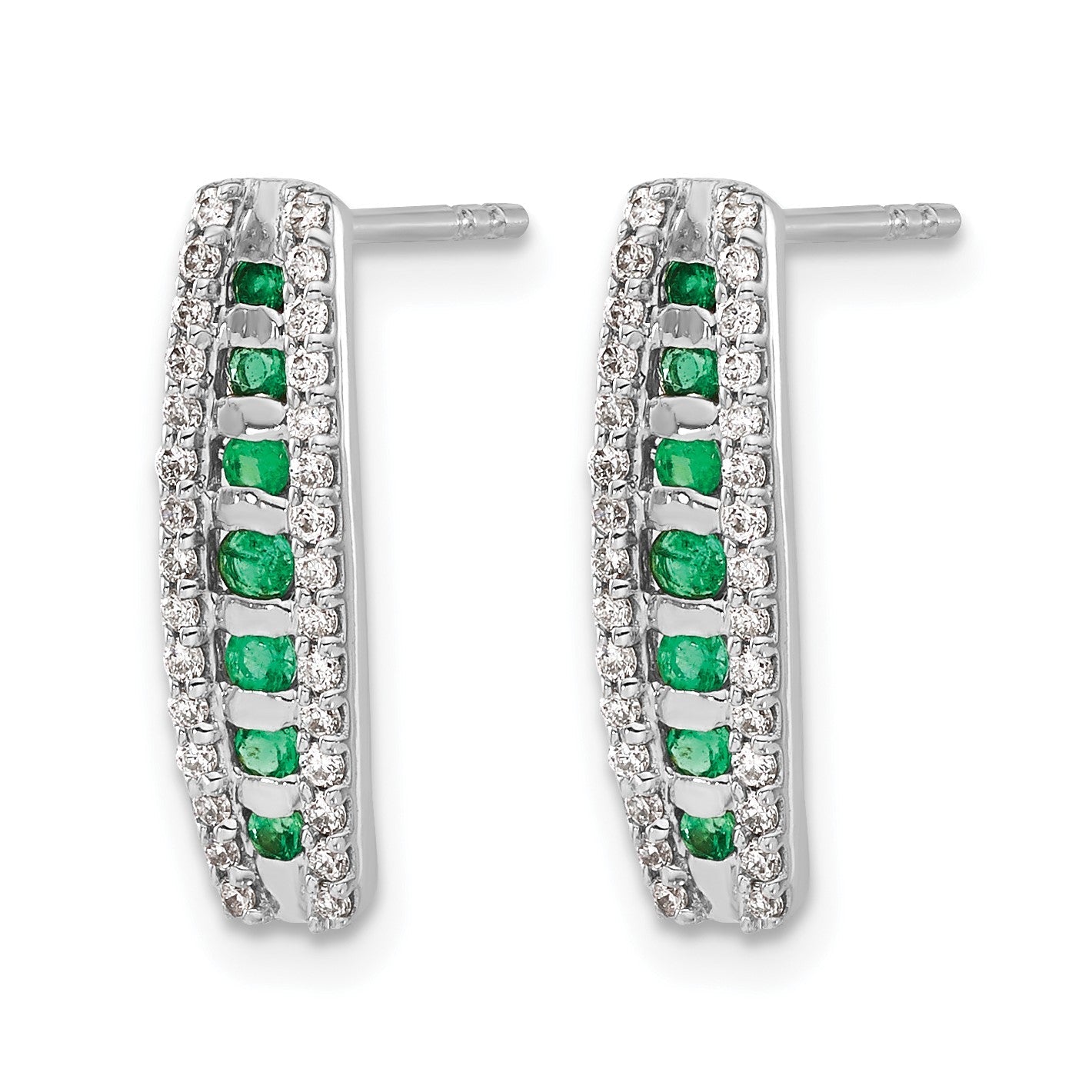 14k Weißgold 0,33 ct. Lab Grown Diamant VS/SI+ G+ and Created Emerald Complete Fashion Post Earrings