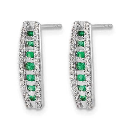 14k Weißgold 0,33 ct. Lab Grown Diamant VS/SI+ G+ and Created Emerald Complete Fashion Post Earrings