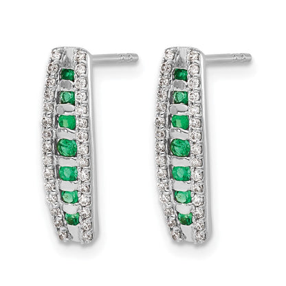 14k Weißgold 0,33 ct. Lab Grown Diamant VS/SI+ G+ and Created Emerald Complete Fashion Post Earrings