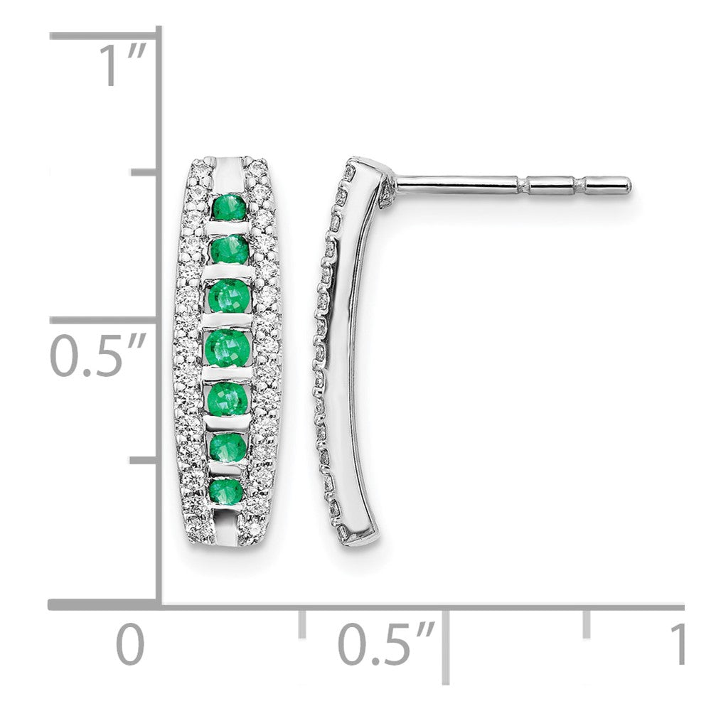 14k Weißgold 0,33 ct. Lab Grown Diamant VS/SI+ G+ and Created Emerald Complete Fashion Post Earrings