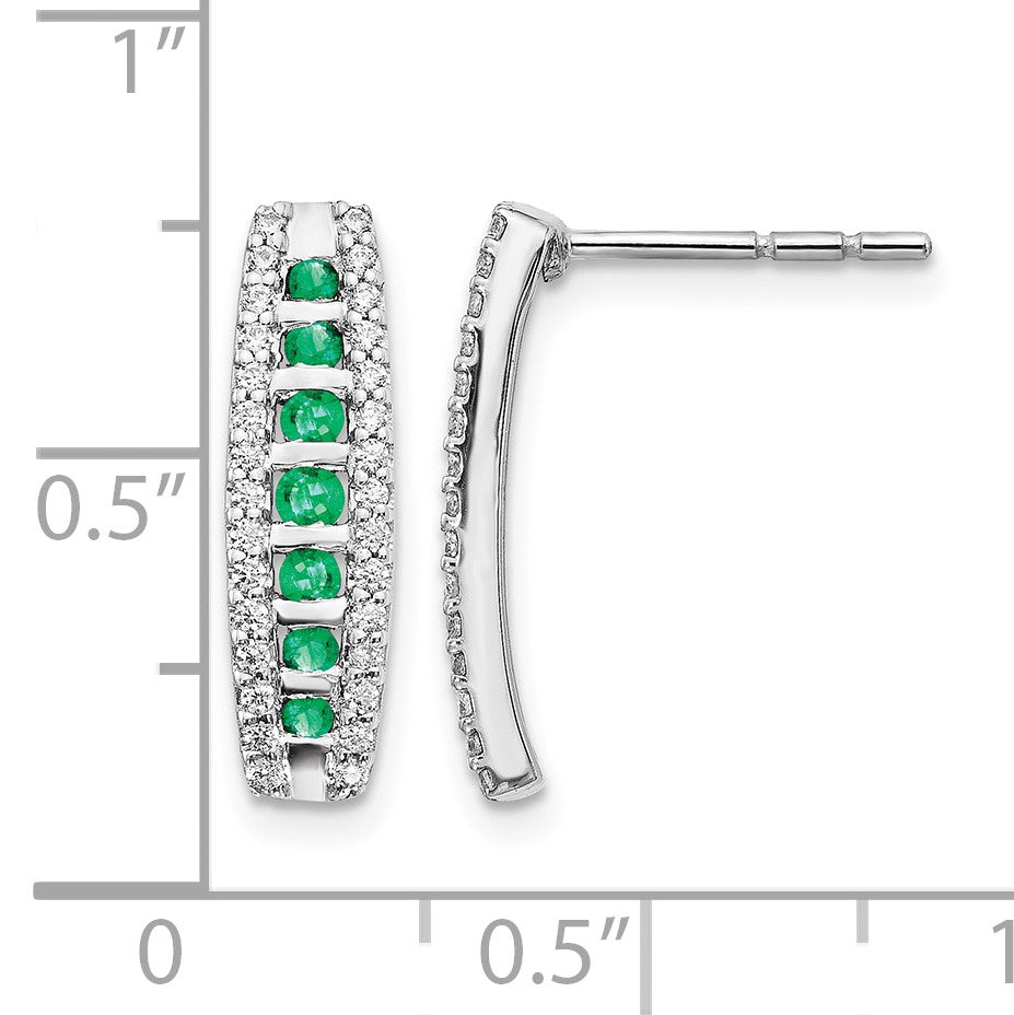 14K Weißgold Ohrringe mit echten Diamanten und Smaragden, Fancy-Design