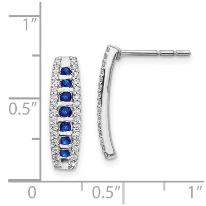 14K Weißgold Diamant- und Saphir-Ohrringe, fantasievoll