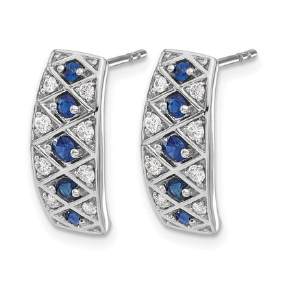 Ohrringe aus 14K Weißgold mit im Labor gezüchteten Diamanten VS/SI+ G+ und gezüchteten Saphiren, Fantasie-Design