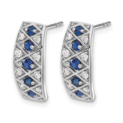 14K Weißgold Ohrringe mit echten Diamanten und Saphiren, Fancy-Design