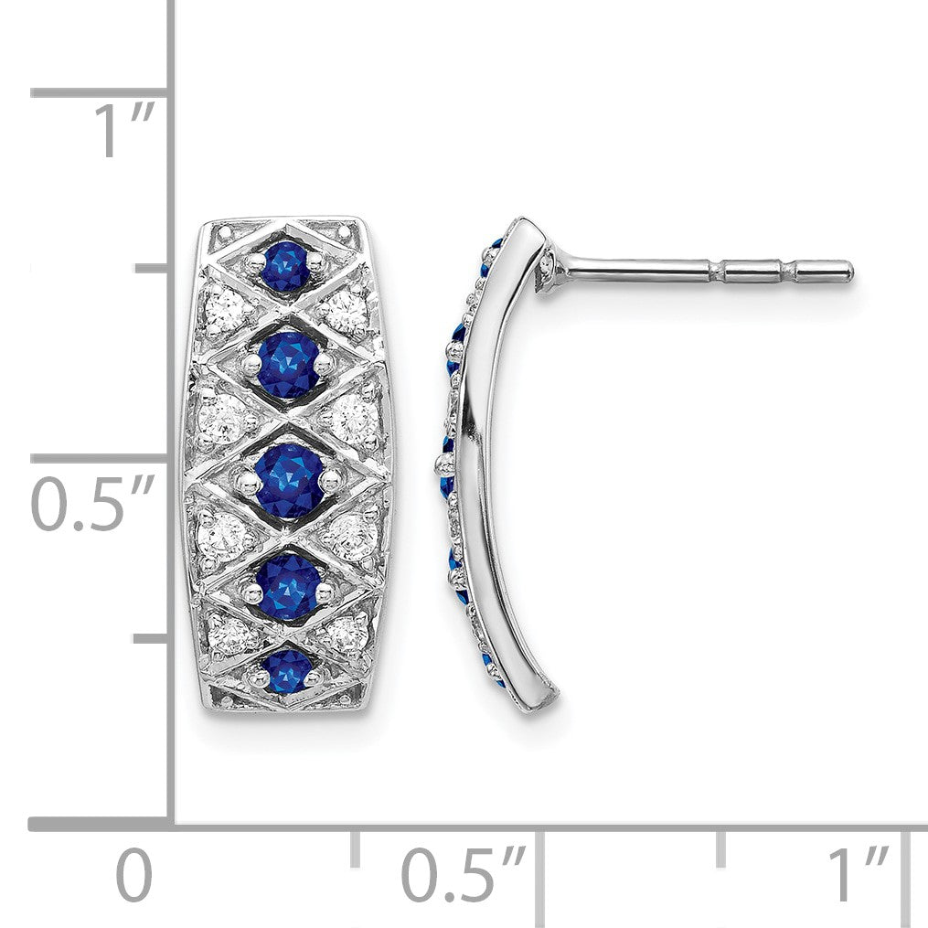 14K Weißgold Ohrringe mit echten Diamanten und Saphiren, Fancy-Design