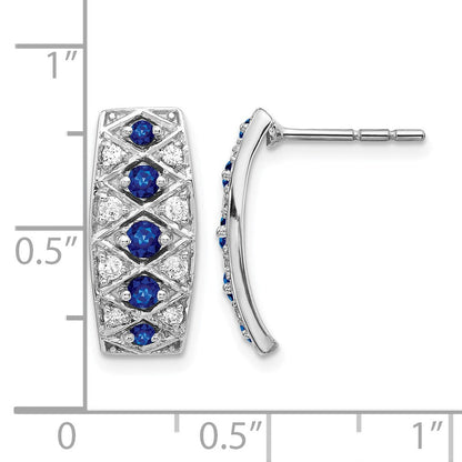 14K Weißgold Ohrringe mit echten Diamanten und Saphiren, Fancy-Design