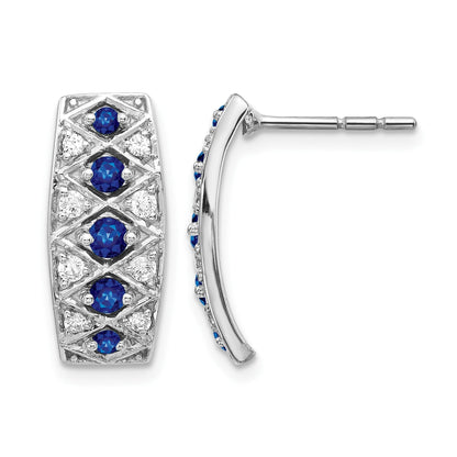 14K Weißgold Ohrringe mit echten Diamanten und Saphiren, Fancy-Design
