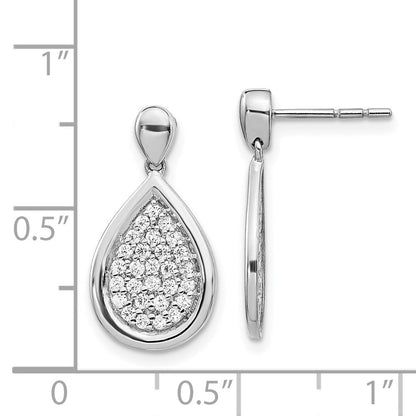14K Weißgold Ohrringe mit echten Diamanten in ausgefallener Tropfenform mit Steckverschluss