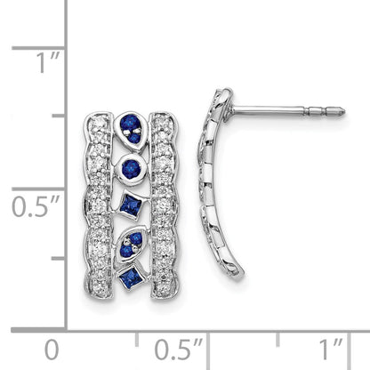 Ausgefallene Ohrringe mit echten Diamanten und Saphiren aus 14K Weißgold