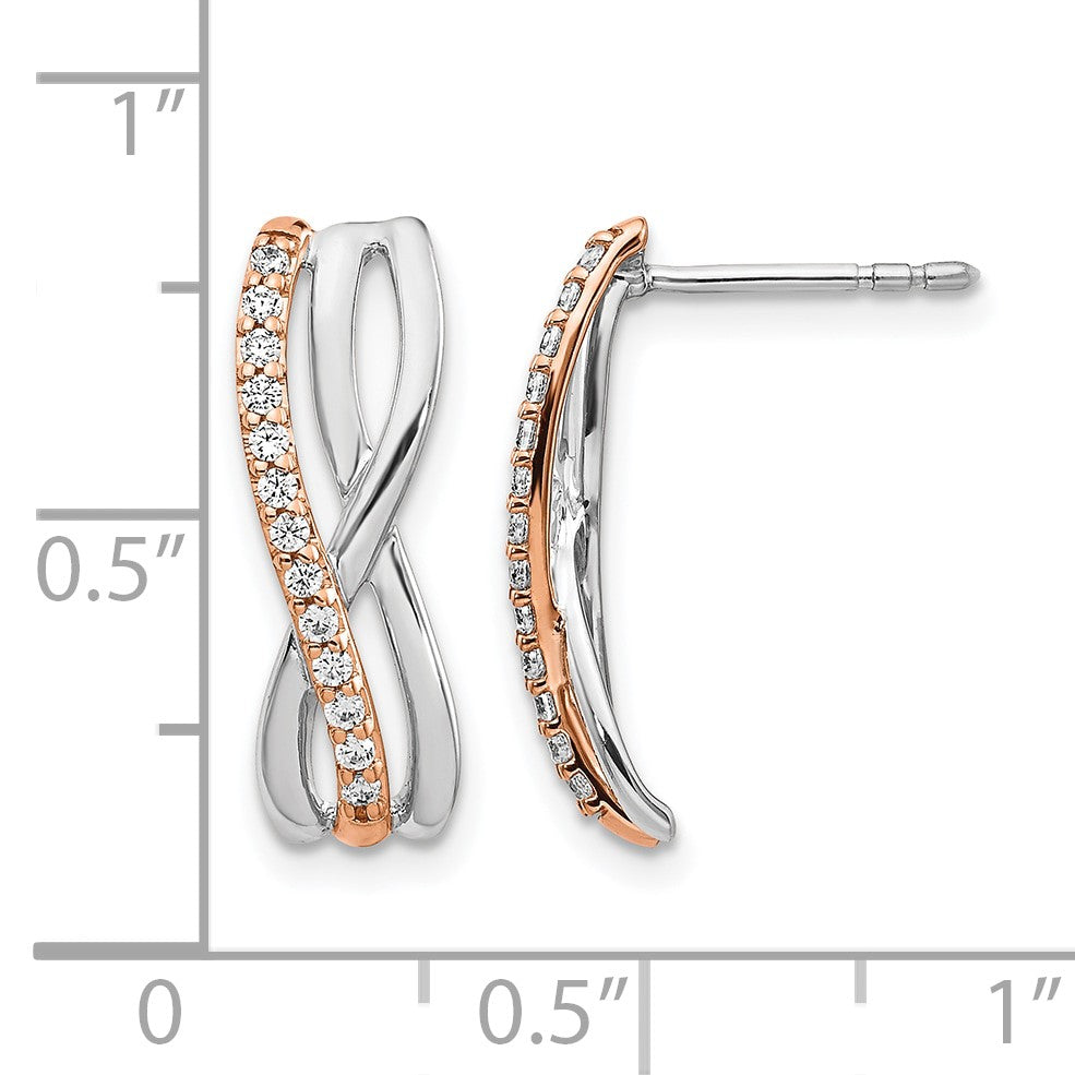 Ohrringe aus 14K Gelbgold, Roségold und Weißgold mit echten Diamanten, ausgefallenes Design