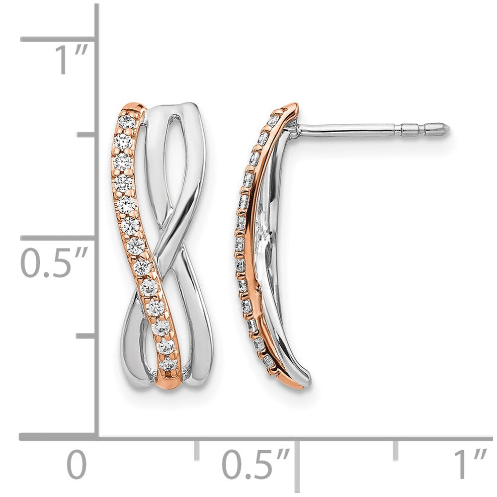 Ohrringe aus 14K Gelbgold, Roségold und Weißgold mit echten Diamanten, ausgefallenes Design