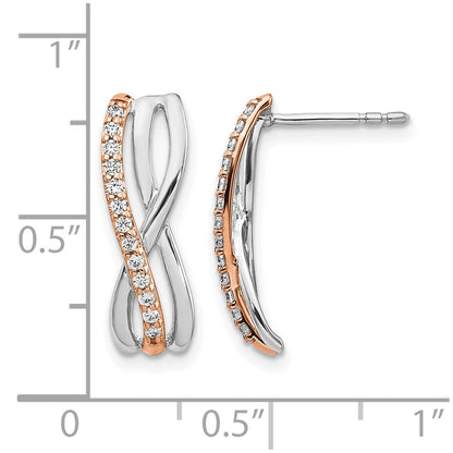 Ohrringe aus 14K Gelbgold, Roségold und Weißgold mit echten Diamanten, ausgefallenes Design