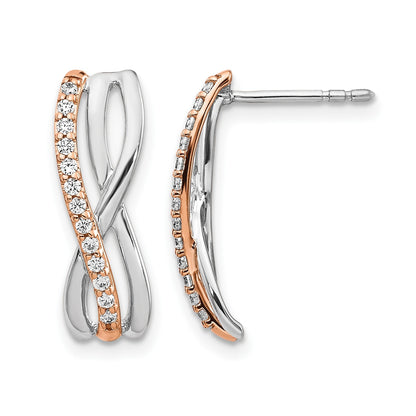 Ohrringe aus 14K Gelbgold, Roségold und Weißgold mit echten Diamanten, ausgefallenes Design