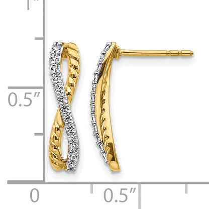 14K Gelbgold Bicolor Ohrstecker mit Echtdiamanten im ausgefallenen Twist-Design