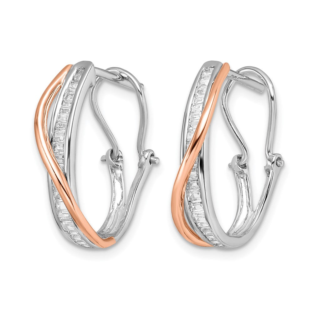 14K Gelbgold Ohrringe mit Rosen- und Weißgold-Fantasie-Design und echten Diamanten