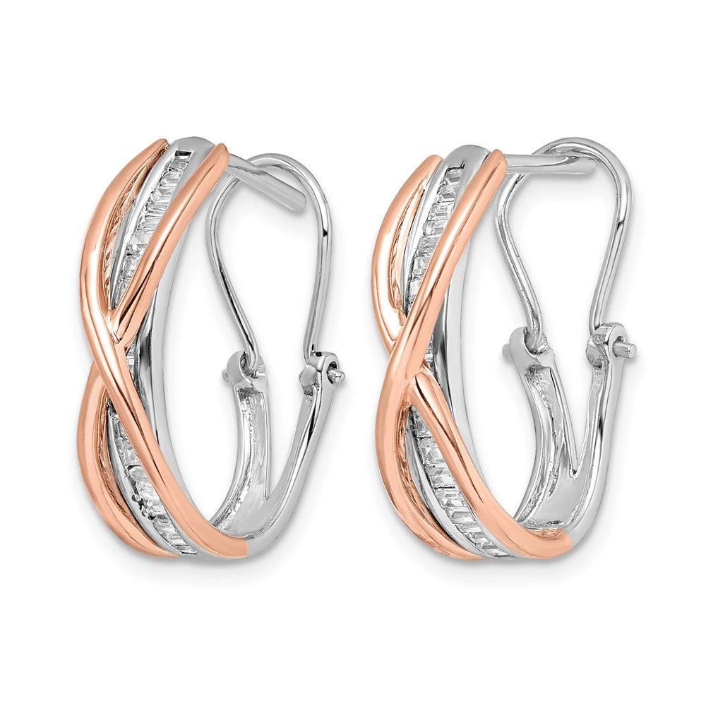 14K Gelbgold Ohrringe mit Rosen- und Weißgold und echten Diamanten, Fancy-Design