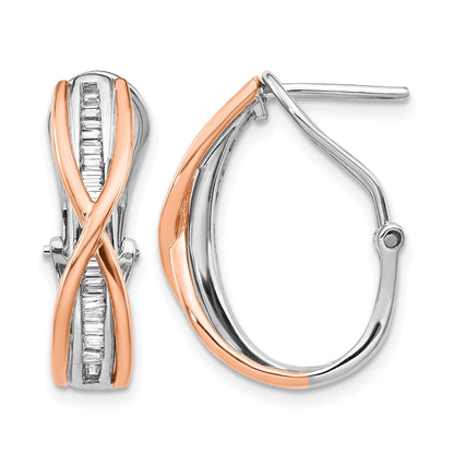 14K Gelbgold Ohrringe mit Rosen- und Weißgold und echten Diamanten, Fancy-Design