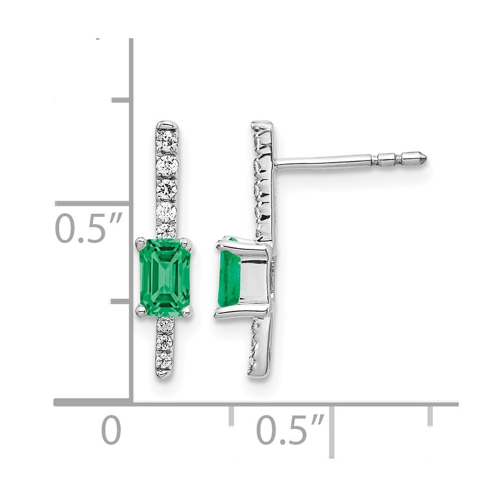 14K Weißgold Ohrringe mit echten Diamanten und Smaragden, Fancy-Design