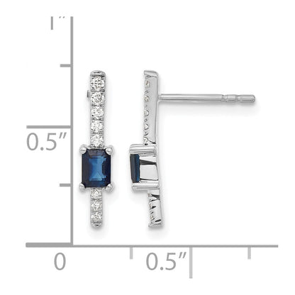 14K Weißgold Ohrringe mit echten Diamanten und Saphiren, Fancy