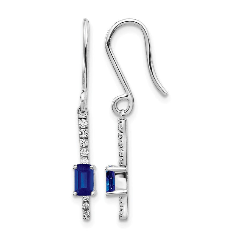 14K Weißgold Diamant- und Saphir-Ohrringe, fancy