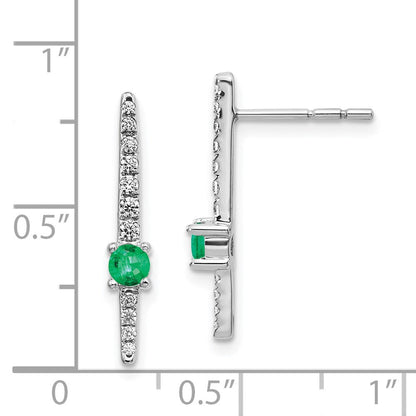 14K Weißgold Diamant- und Smaragd-Ohrringe im Fantasie-Design