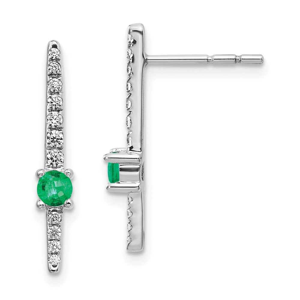 14K Weißgold Diamant- und Smaragd-Ohrringe im Fantasie-Design