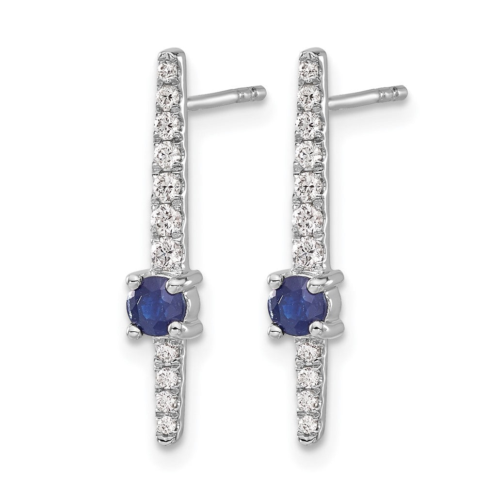 14K Weißgold Ohrringe mit echten Diamanten und Saphiren, Fancy-Design