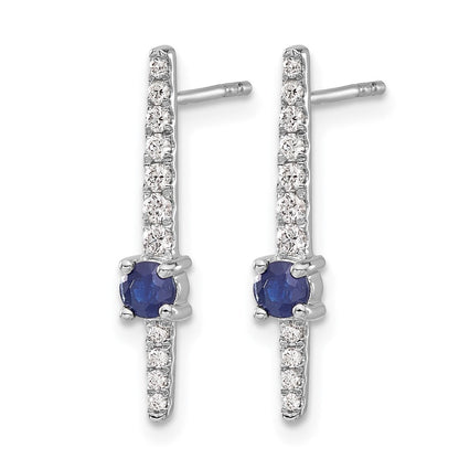 14K Weißgold Ohrringe mit echten Diamanten und Saphiren, Fancy-Design