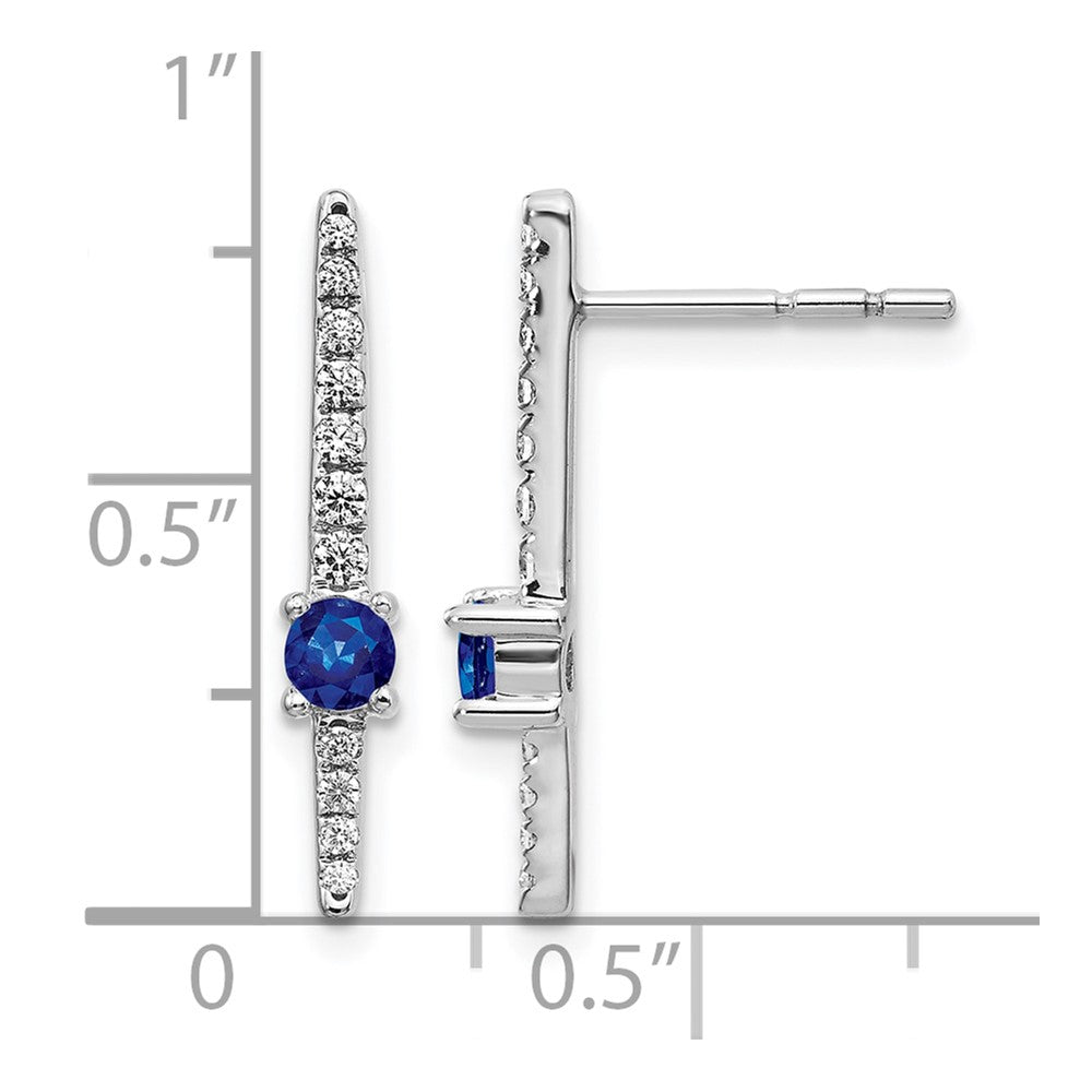 14K Weißgold Ohrringe mit echten Diamanten und Saphiren, Fancy-Design