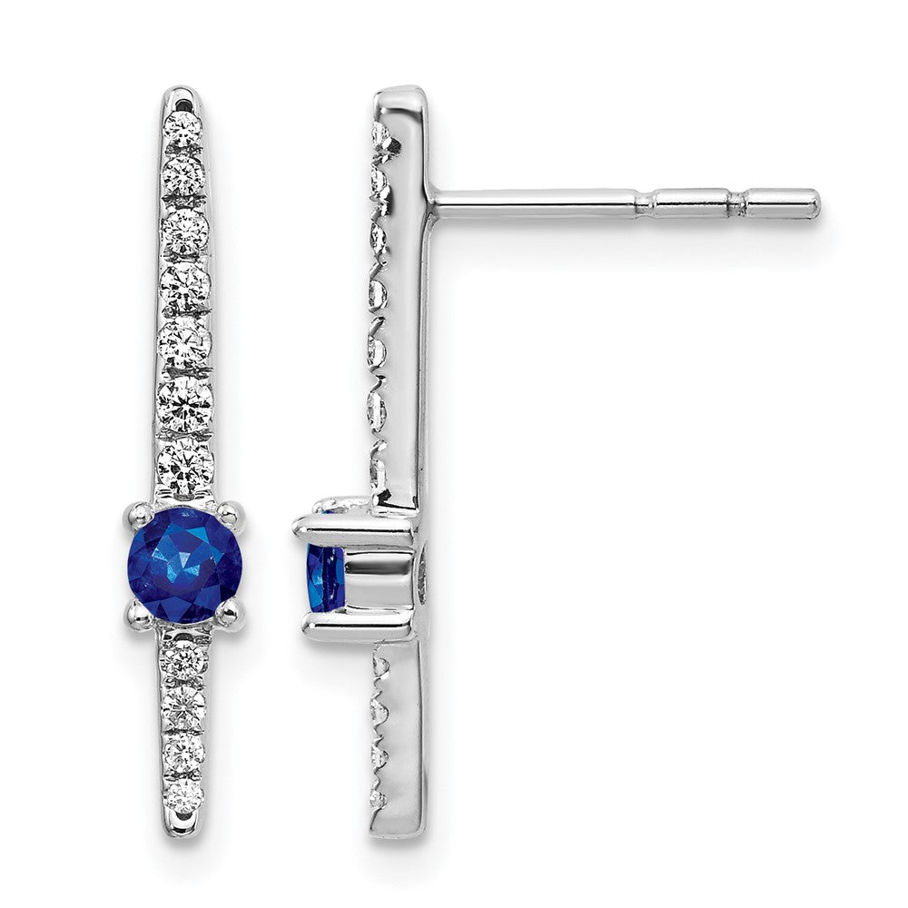 14K Weißgold Ohrringe mit echten Diamanten und Saphiren, Fancy-Design