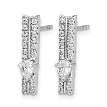 14K Weißgold Diamant-Fantasie-Ohrringe mit echten Diamanten