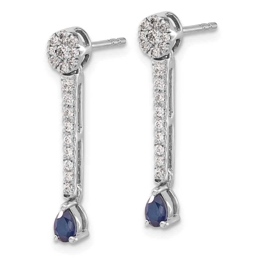 14K Weißgold Diamant- und Saphir-Ohrringe, Fancy