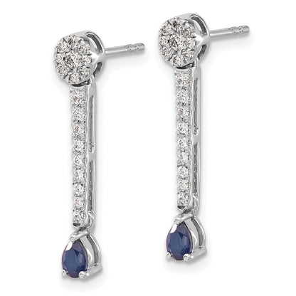 14K Weißgold Diamant- und Saphir-Ohrringe, Fancy