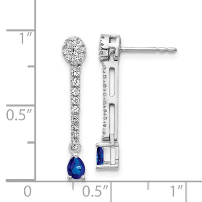 14K Weißgold Diamant- und Saphir-Ohrringe, Fancy
