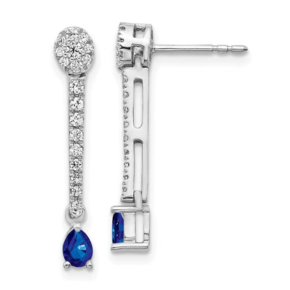 14K Weißgold Diamant- und Saphir-Ohrringe, Fancy