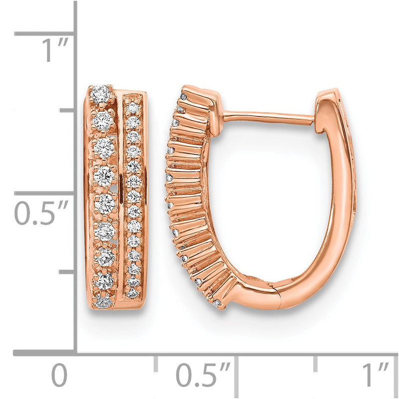 Ausgefallene Creolen mit echten Diamanten aus 14K Roségold