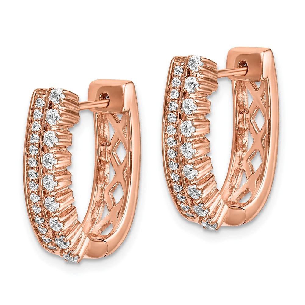 14K Weißgold Creolen mit echten Diamanten, Fancy-Design