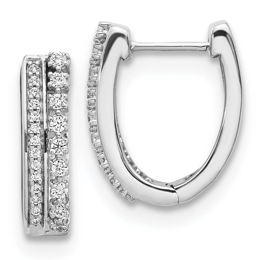 14K Weißgold Creolen mit echten Diamanten, Fancy-Design