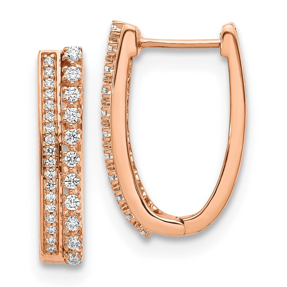 14K Roségold Creolen mit echten Diamanten, Fancy-Design