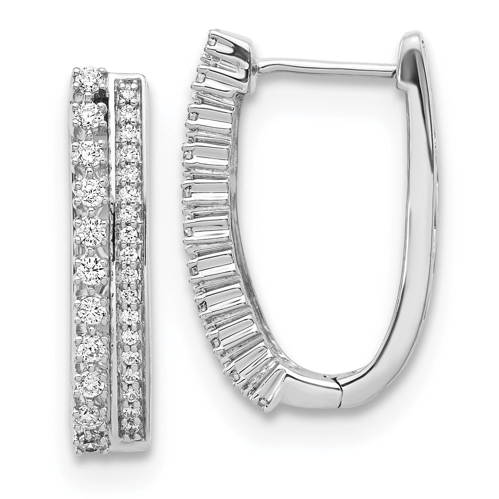 14K Weißgold Creolen mit echten Diamanten, Fancy-Design