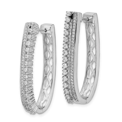 14K Weißgold Diamant-Creolen mit Fantasie-Design