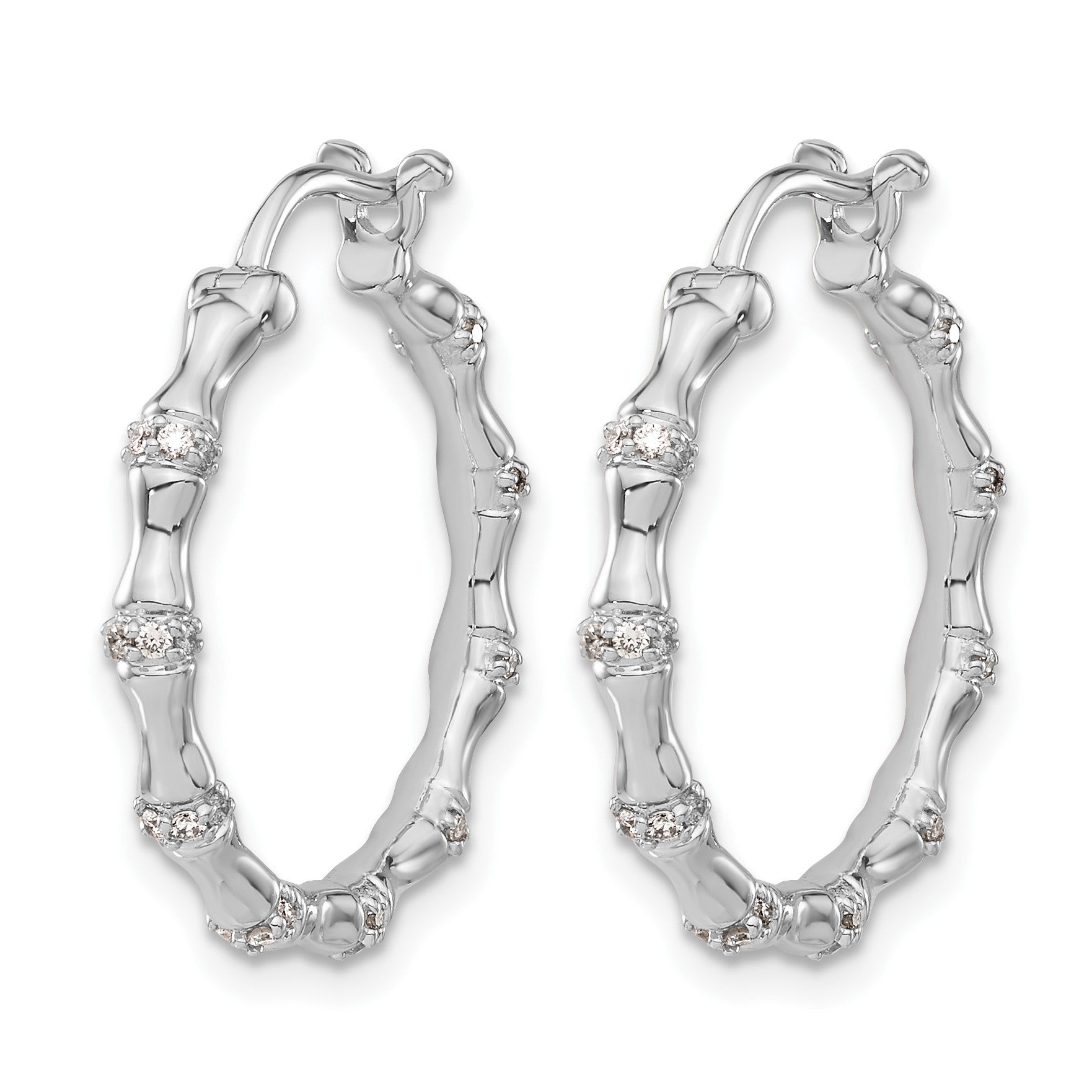14K Weißgold Creolen mit echten Diamanten im Fancy-Design