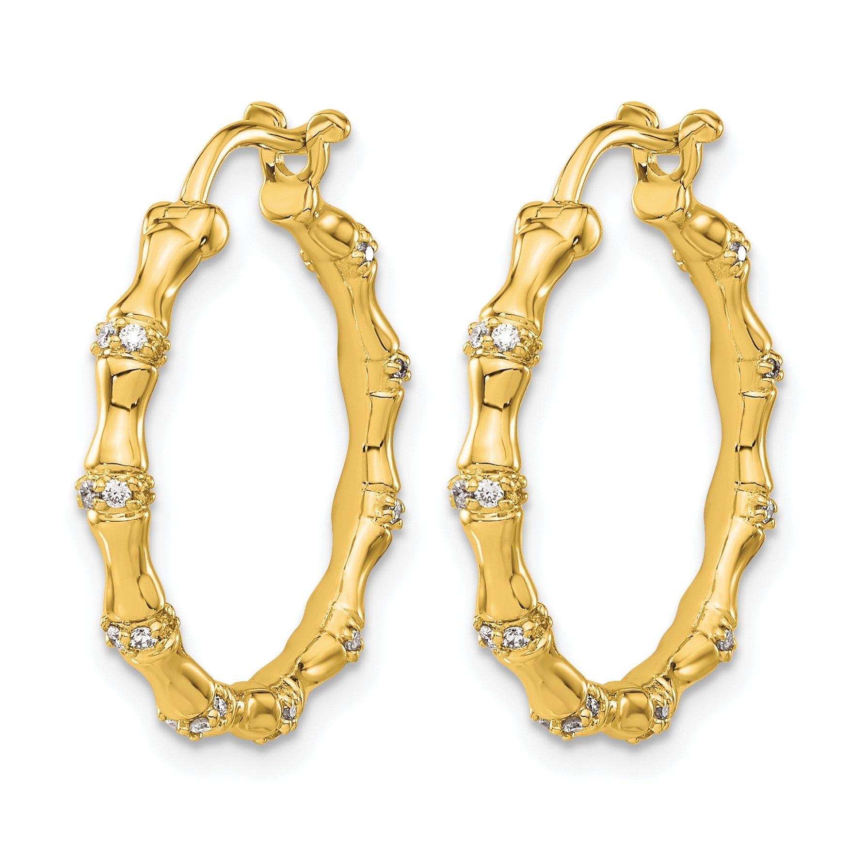 14K Gelbgold Creolen mit echten Diamanten im Fantasie-Design