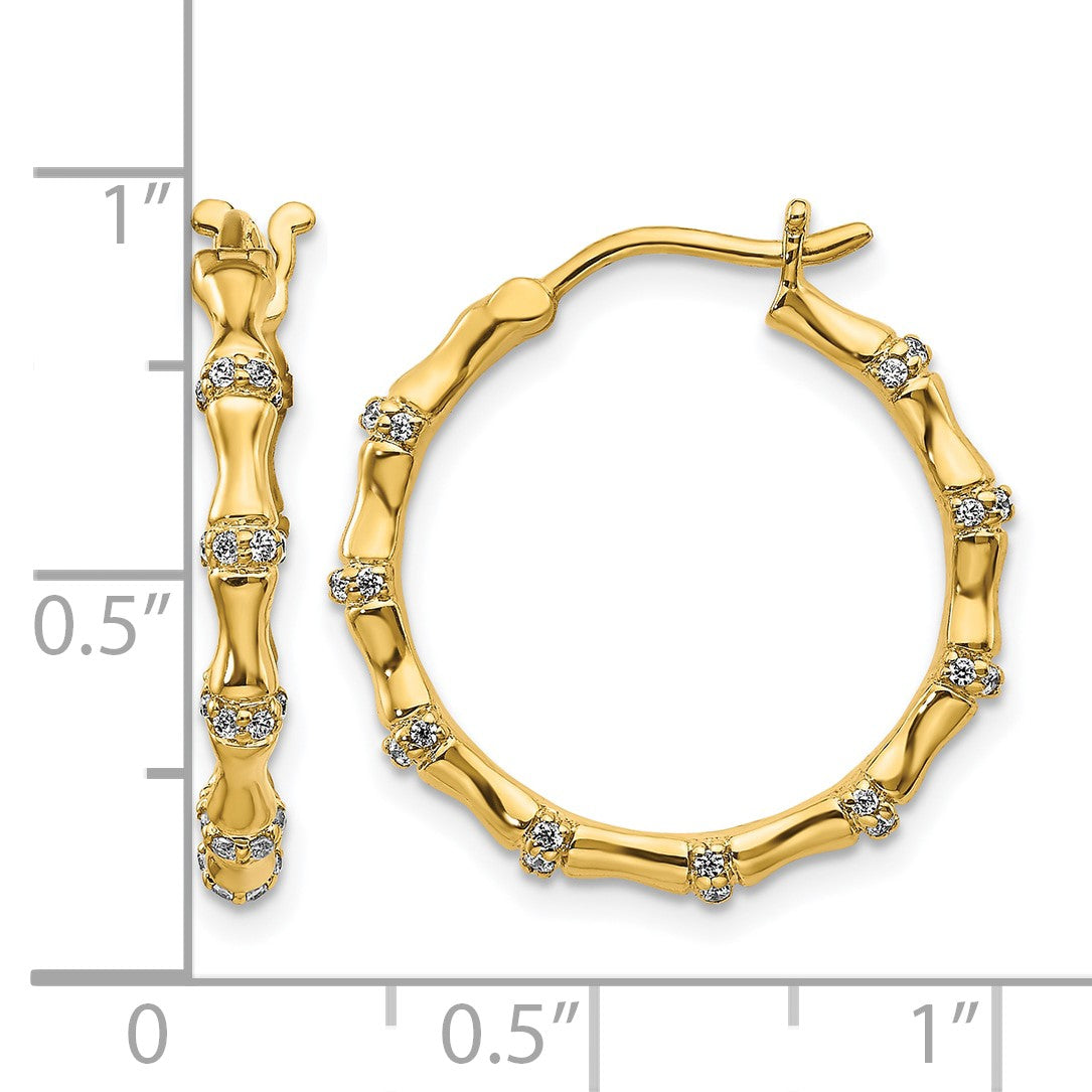 14K Gelbgold Creolen mit echten Diamanten im Fantasie-Design